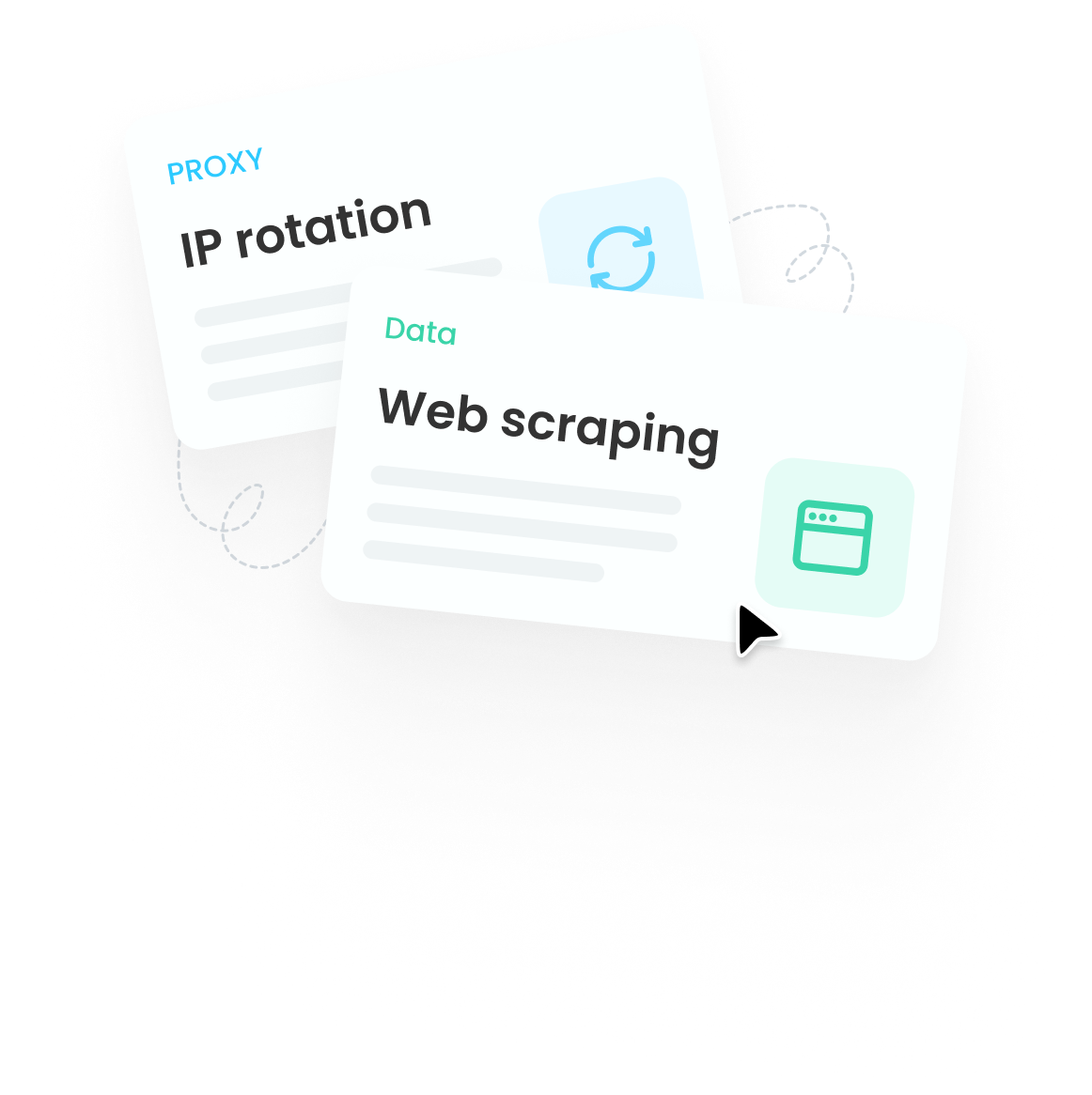 Proxy IP rotation and web scraping glossary illustration