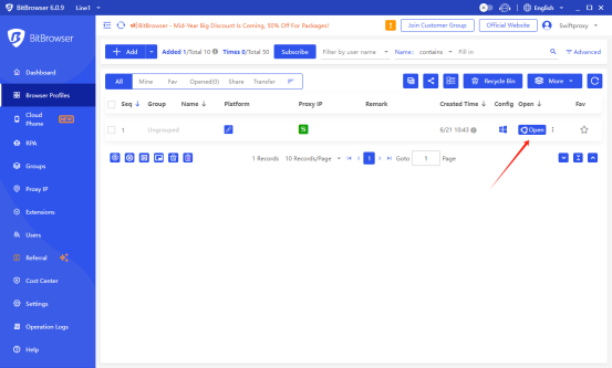Open a Web Page in BitBrowser