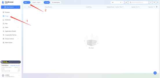 Configure proxies in ClonBrowser