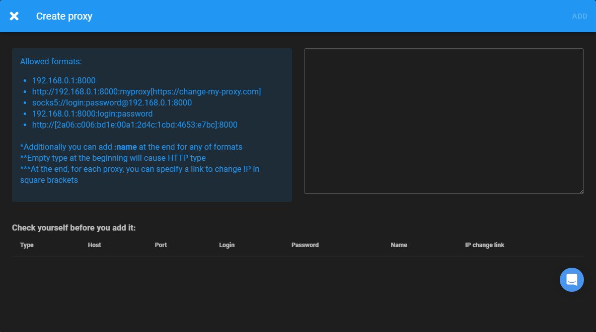 enter proxy details in dolphin anty