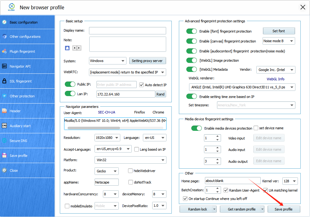 save profile in xlogin