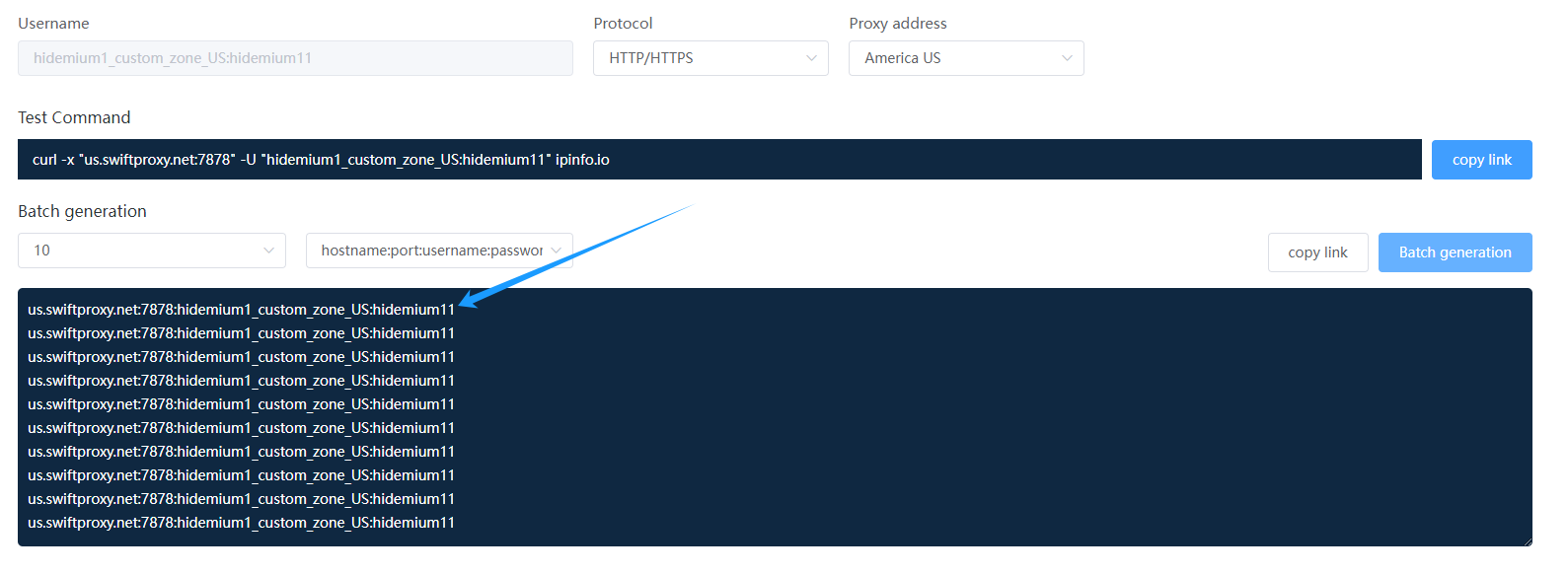 proxy username and password