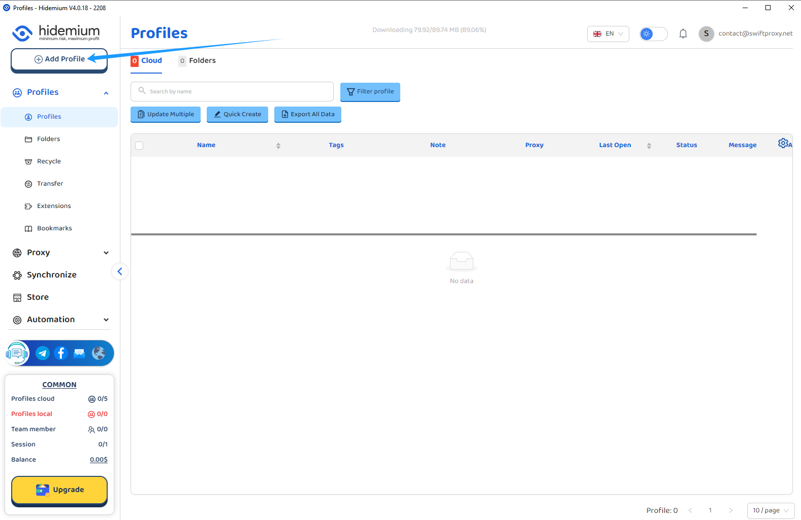 adding profile in Hidemium